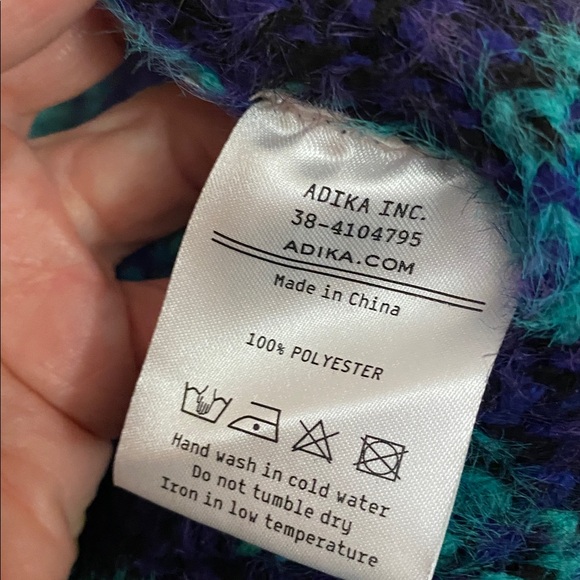 Adika Black heavy knit goth rock Sweater Blue and Purple Flames 🖤🖤☠️ - Picture 7 of 7